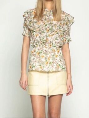 Walter Baker Natasha Garden Party Floral Ruffled Blouse